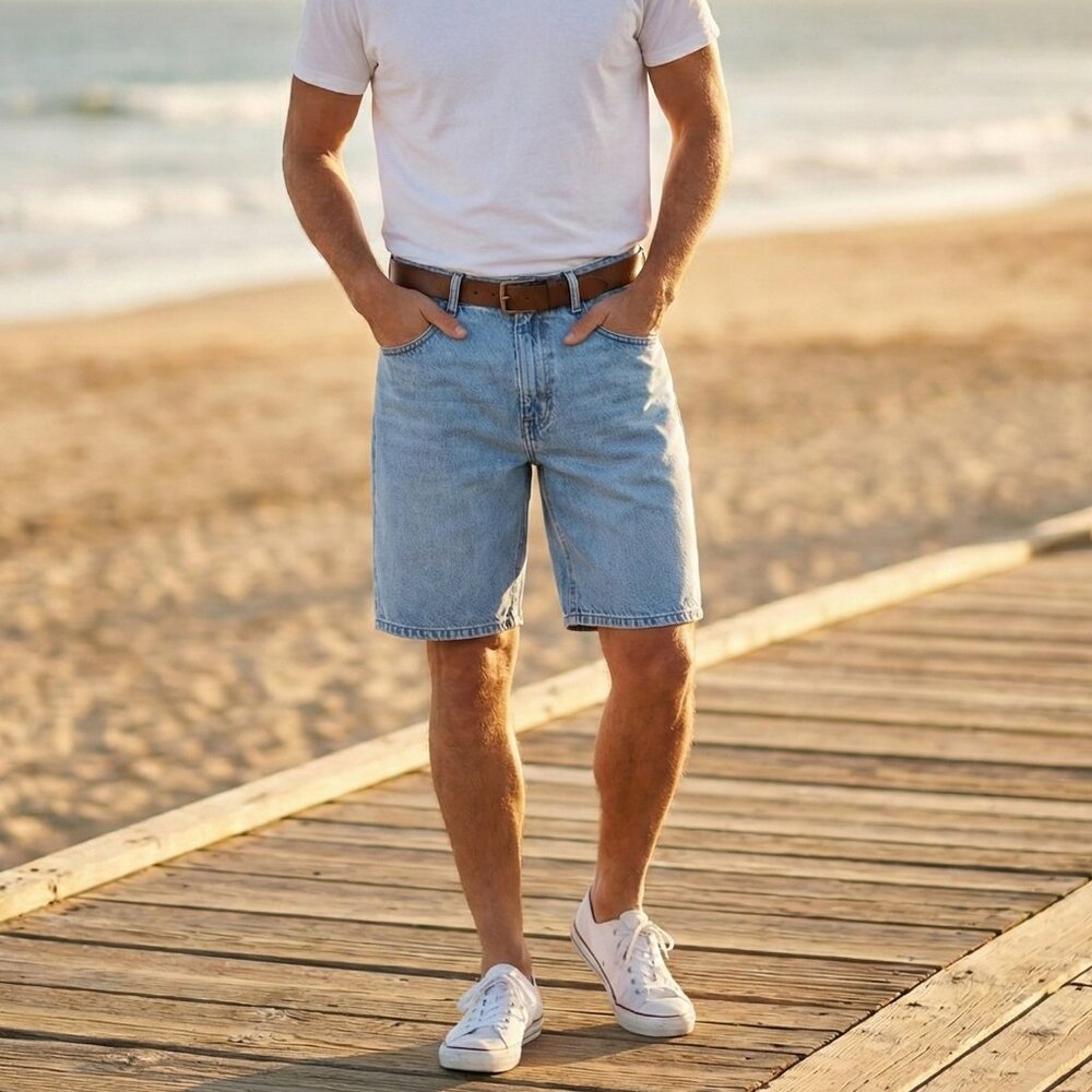 Zara Men's Classic Light Wash Denim Shorts